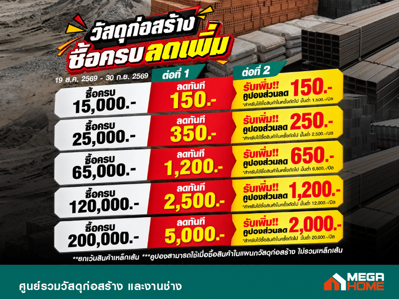 วัสดุก่อสร้างซื้อครบลดเพิ่ม